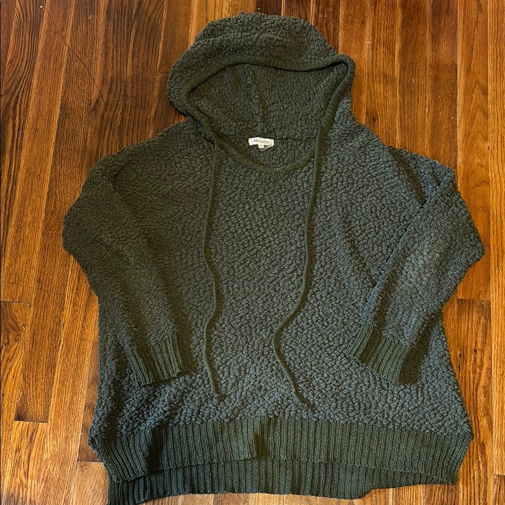 Miracle Green Chunky Knit Hooded Sweater